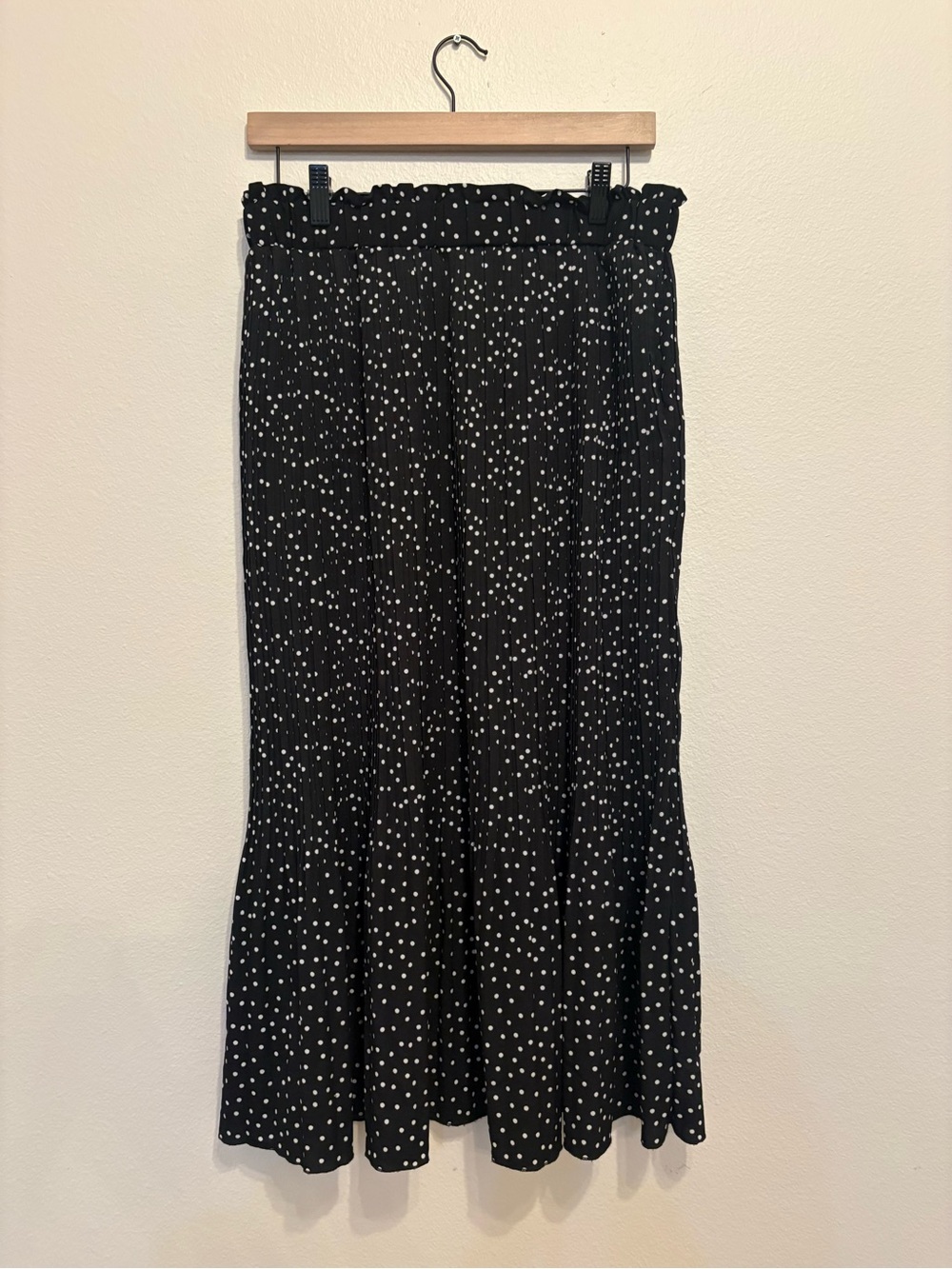 Y2K Grunge Fairy Black & White Polka Dot Midi Skirt / Size L